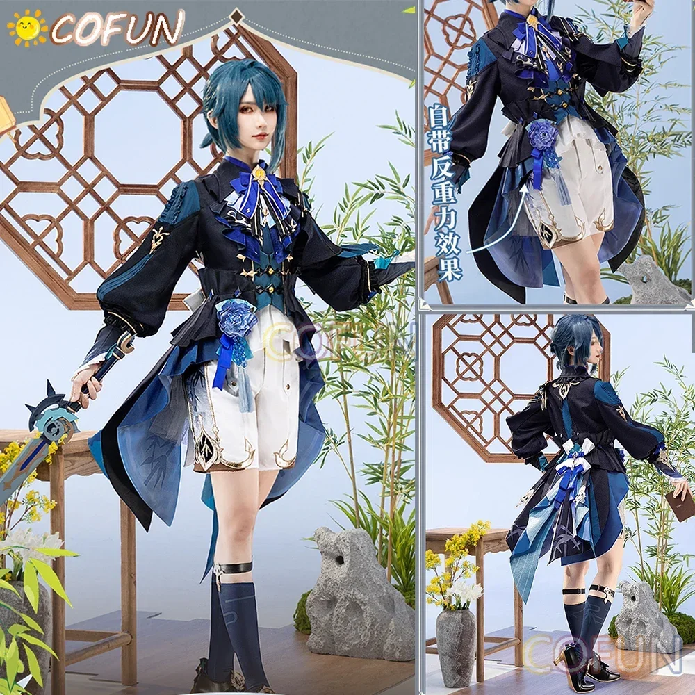 

COFUN Bamboo Rain Xingqiu Cosplay Game Genshin Impact Cosplay Lantern Rite Xingqiu Costume Cosplay Metal Accessories