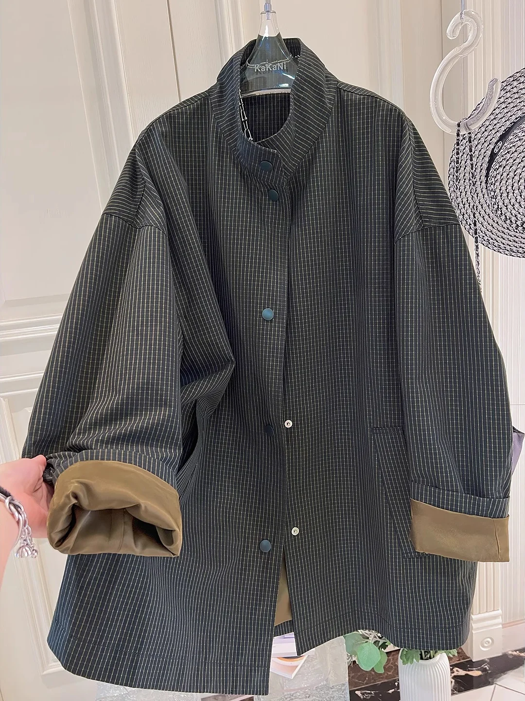 

Мужское повседневное пальто свободного кроя средней длины на весну-осень с длинными рукавами, молодежное, на одной пуговице, цветное