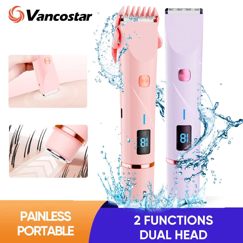 

Dual Head Hair Removal for Women Portable Float Blade R-shaped Head Wet Dry Use Waterproof Painless Facial Trimmer Body Epilator