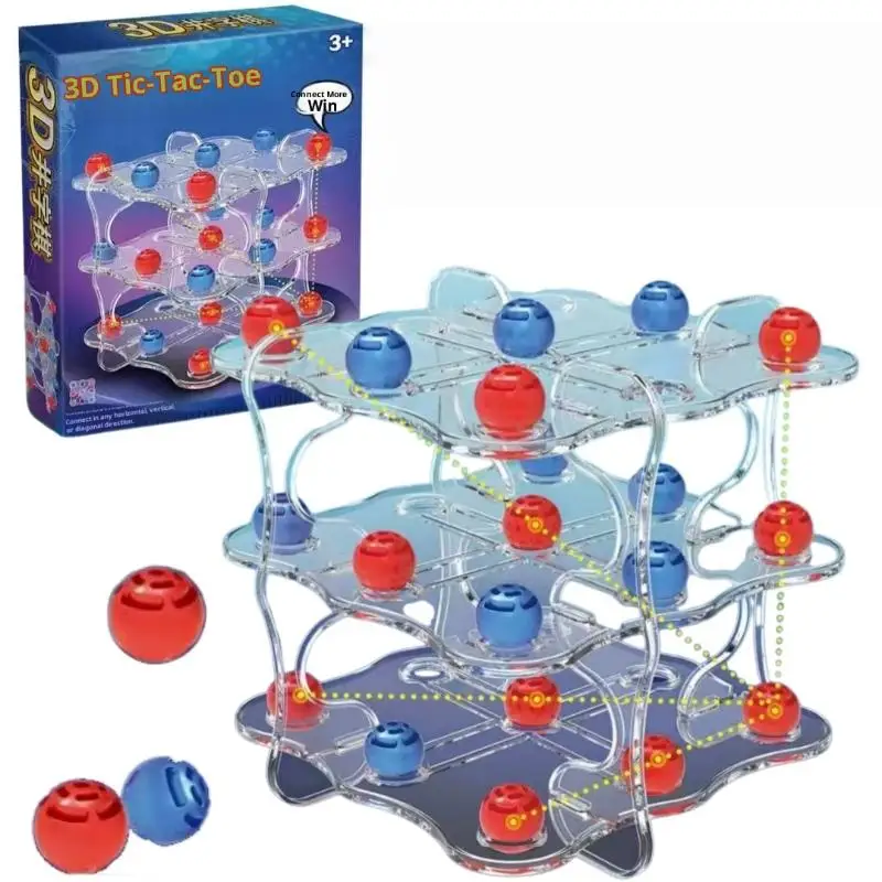 

Interactive Chess Board Game Set, Easy-to-Play 3D Tic-Tac-Toe, Educational Strategy Table Games for Kids