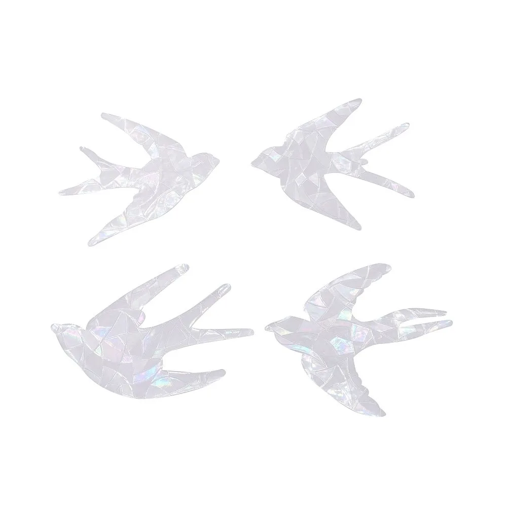 Swallow Shape Waterproof PVC Laser Adhesive Stickers Electrostatic Stickers Colorful 9.8~11.5x12cm 16 sheets/set