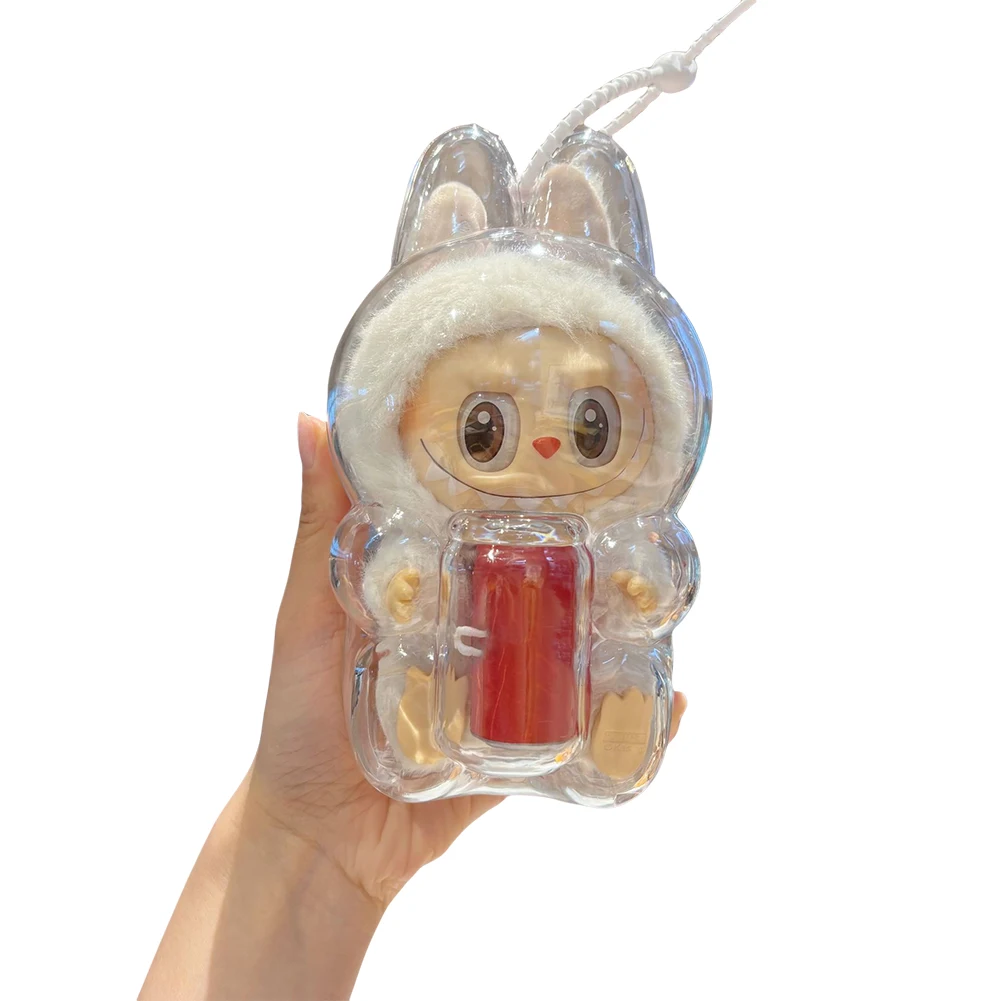 Transparent Protective Case Cute Elf Plushie Display Cover Doll Dust Case for Labubu Monster Toy