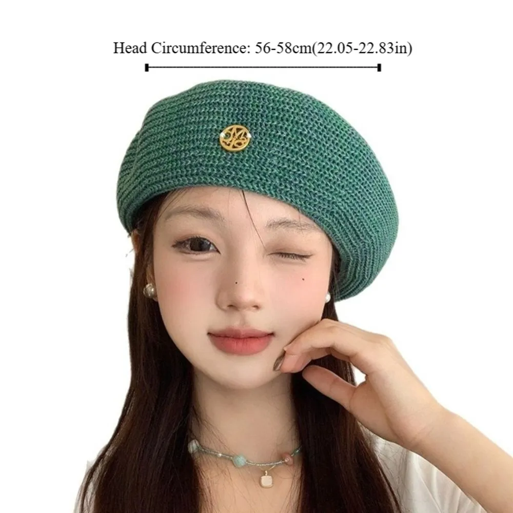 قبعة Ins الكورية المحبوكة المجوفة Y2k قبعات الرسام القابلة للتنفس متعددة الاستخدامات قبعة صغيرة رقيقة للفتيات