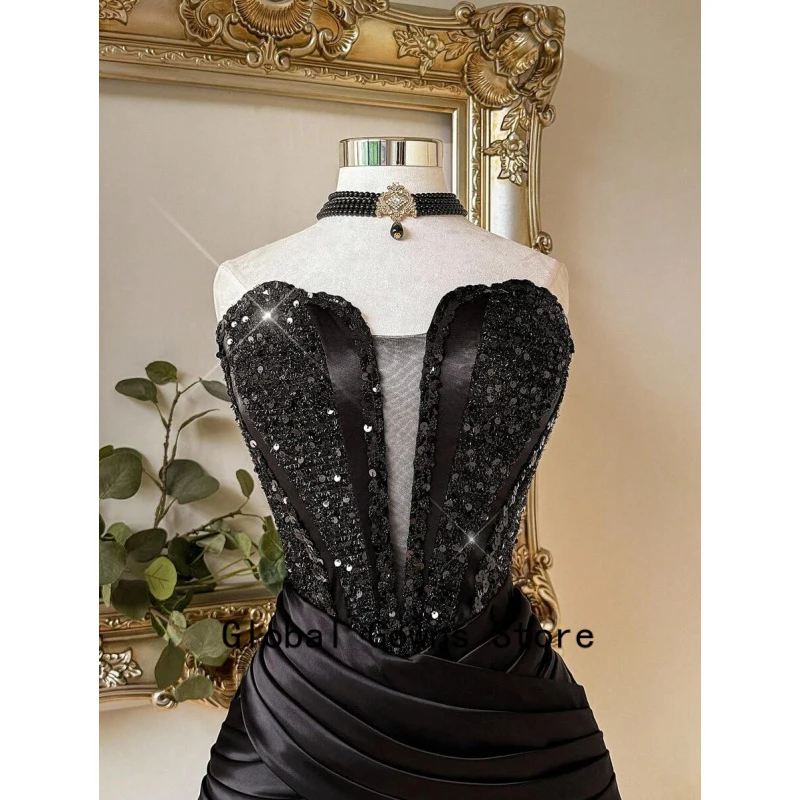 Elegant Luxurious Black Wire Homecoming Dresses Beaded Embroidered Handmade Ribbon Short Pleated Cocktail Dress Customized