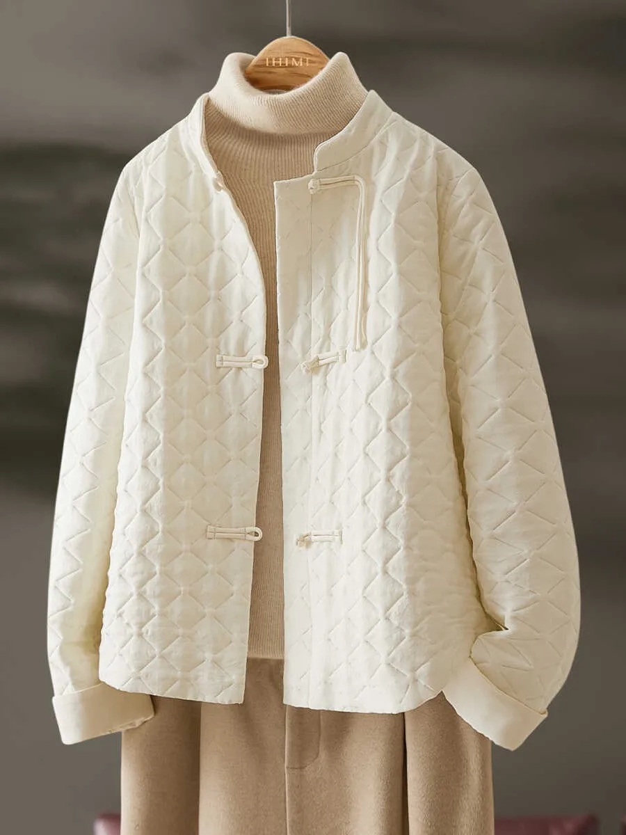 

Новый китайский легкий хлопковый джет, женская зимняя повседневная верхняя одежда с вышитыми пуговицами для похудения, Thiened Long Sve