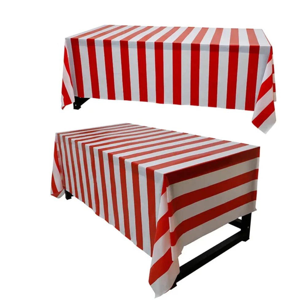 

Fashion Red and White Striped Party Tablecloth Picnic Birthday Table Setting Christmas Photo Props