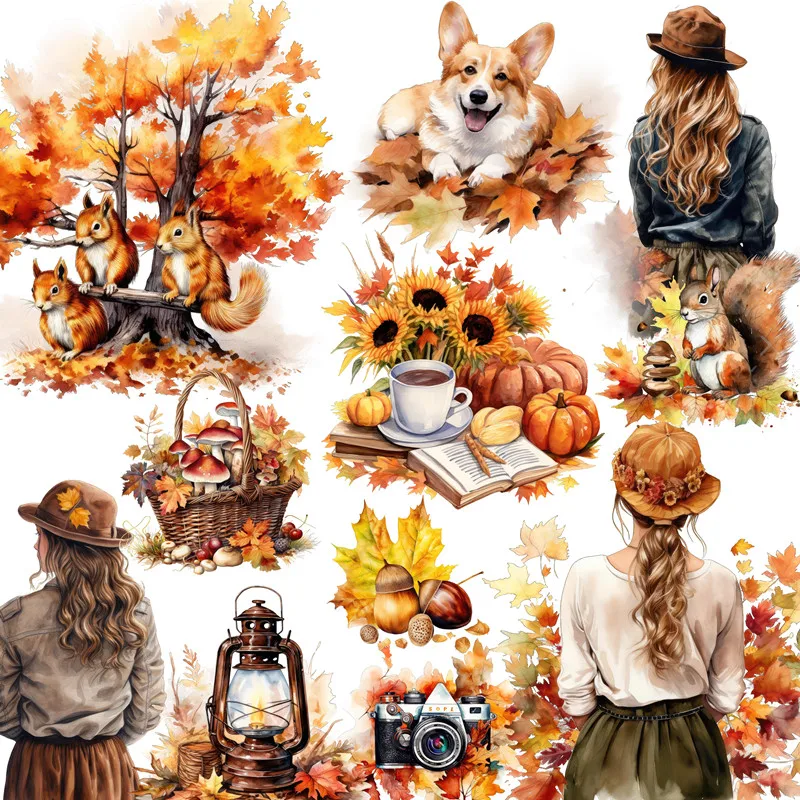 20Pcs/Pack Autumn Sticker DIY Craft Scrapbooking Album Junk Journal Decorative Stickers