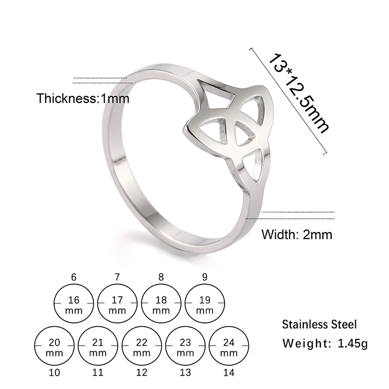 Witch's Irish Knot Ring für Frauen Edelstahl Irland Keltische hohle Fingerringe Neue Hexerei Amulett Schmuck Geburtstagsgeschenk – Detail 11