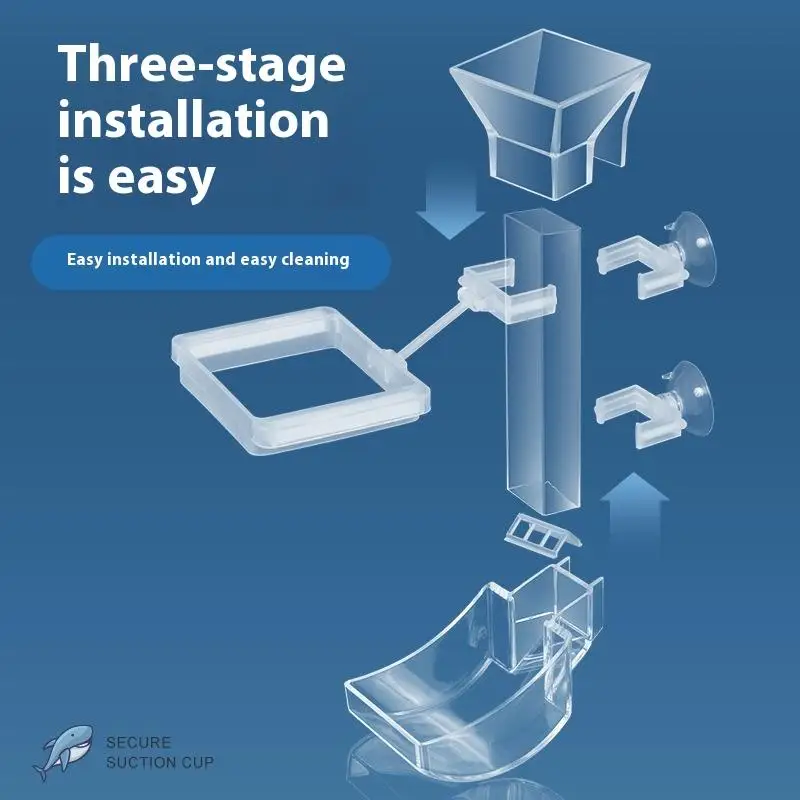 أداة تغذية الروبيان والحلزون، طبق أكريليك شفاف وأنبوب لخزانات الأسماك #6
