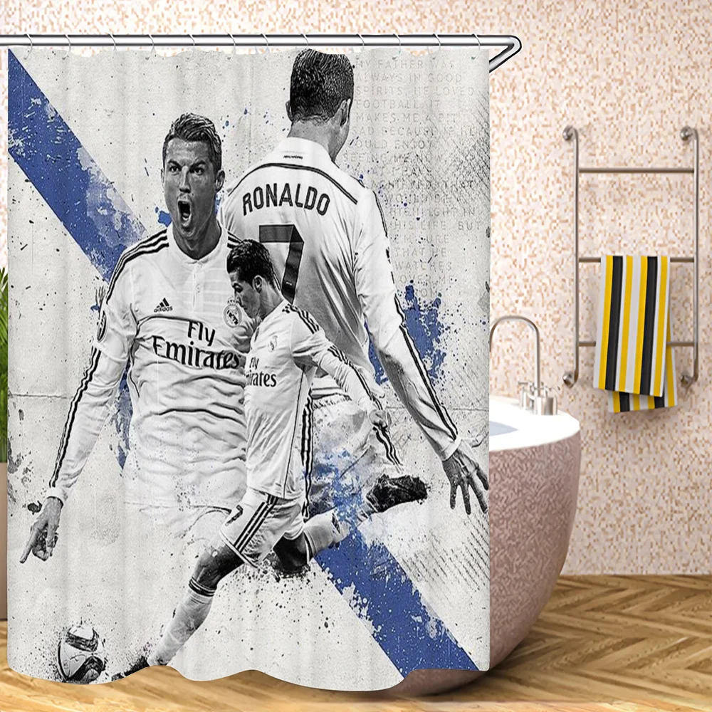 CR7 Curtains in the Bathroom Accessories Set Shower Bath Curtain for Quarto Folding Partition Bedrooms Houses Rooms Waterproof