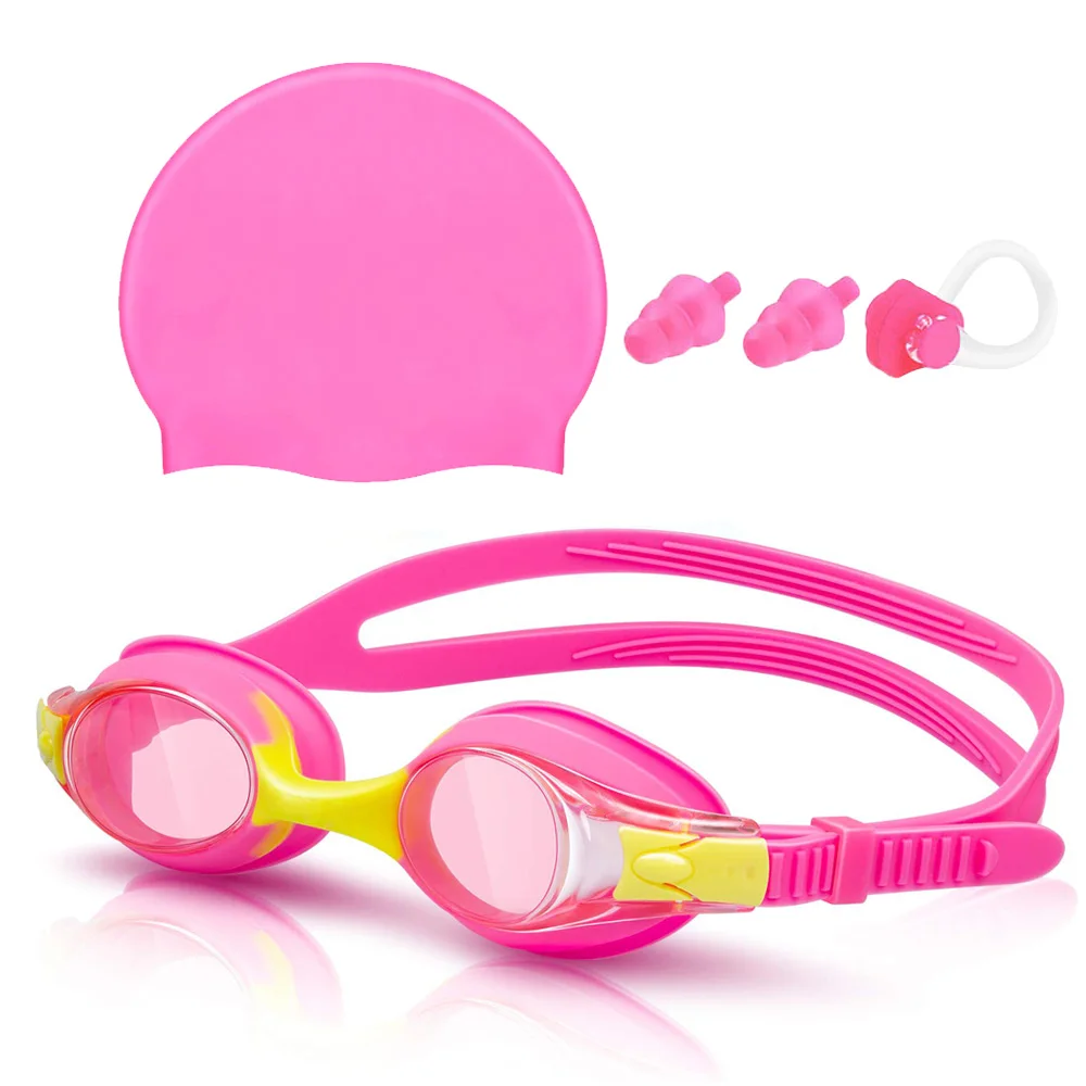 Kinder-Schwimm brille und Silikon-Bade kappe mit Nasenclip-Ohr stöpseln, wasserdicht, kein undichter UV-Schutz gegen Nebel für Jungen, Mädchen – Detail 18