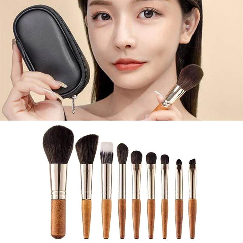 

9pcs Protable Makeup Brushes Set MiniCosmetic Brush Powder Foundation Blush Blooming Eyebrow Eyeshadow Brush Kit