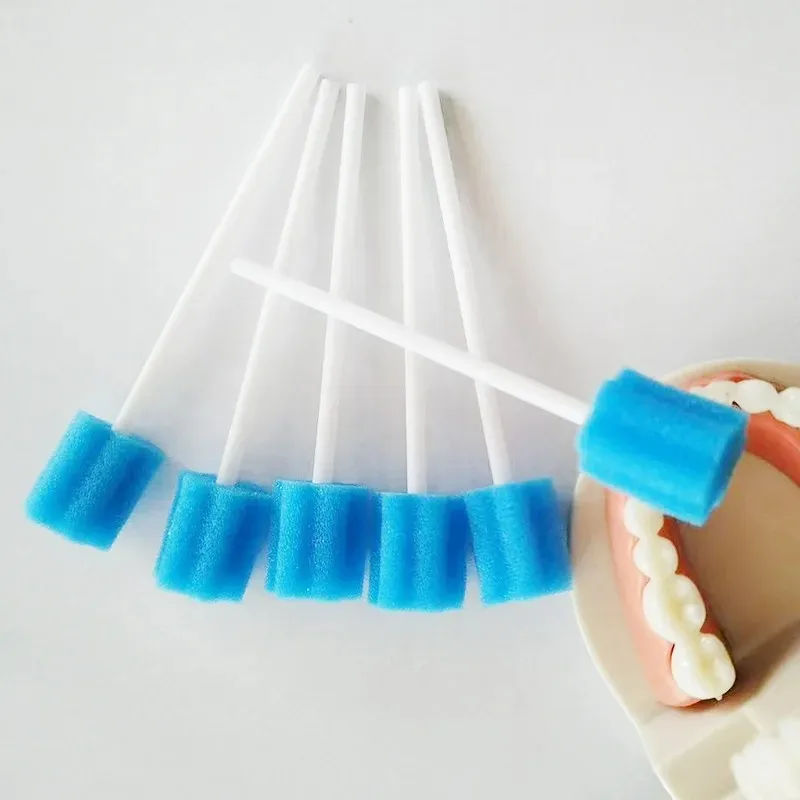 100pcs disposable oral care sponge swab tooth cleaning mouth swabs with stick dental cleaning care sponge sticks
