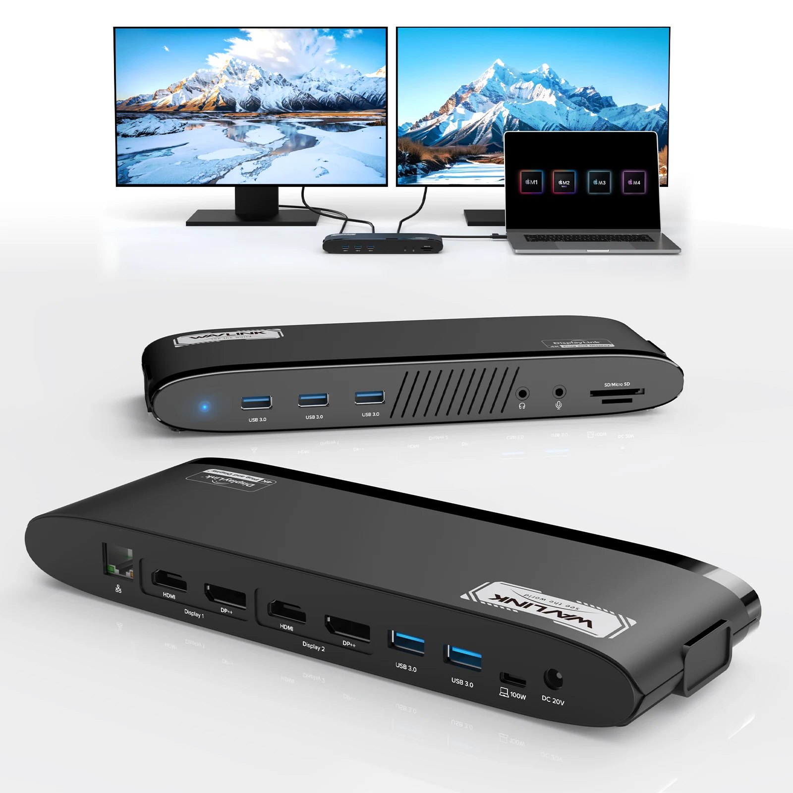 

WAVLINK 14-in-1 Universal Dual 5K DisplayLink Docking Station With 100W PD USB-C Laptop Dock for Mac M1/M2/M3/M4 & Windows