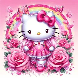 Sanrio Cartoon DIY Diamond Painting Hello Kitty Full Round 5D Diamond Mosaic Flower Home Decoration Handmade Gift