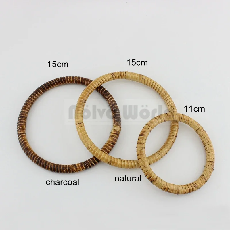 4-10 pieces,2 colors 11cm 15cm Braided Rounden Rattan Handles for purse,Women diy bags handbags Rattan Circle Handle crafts