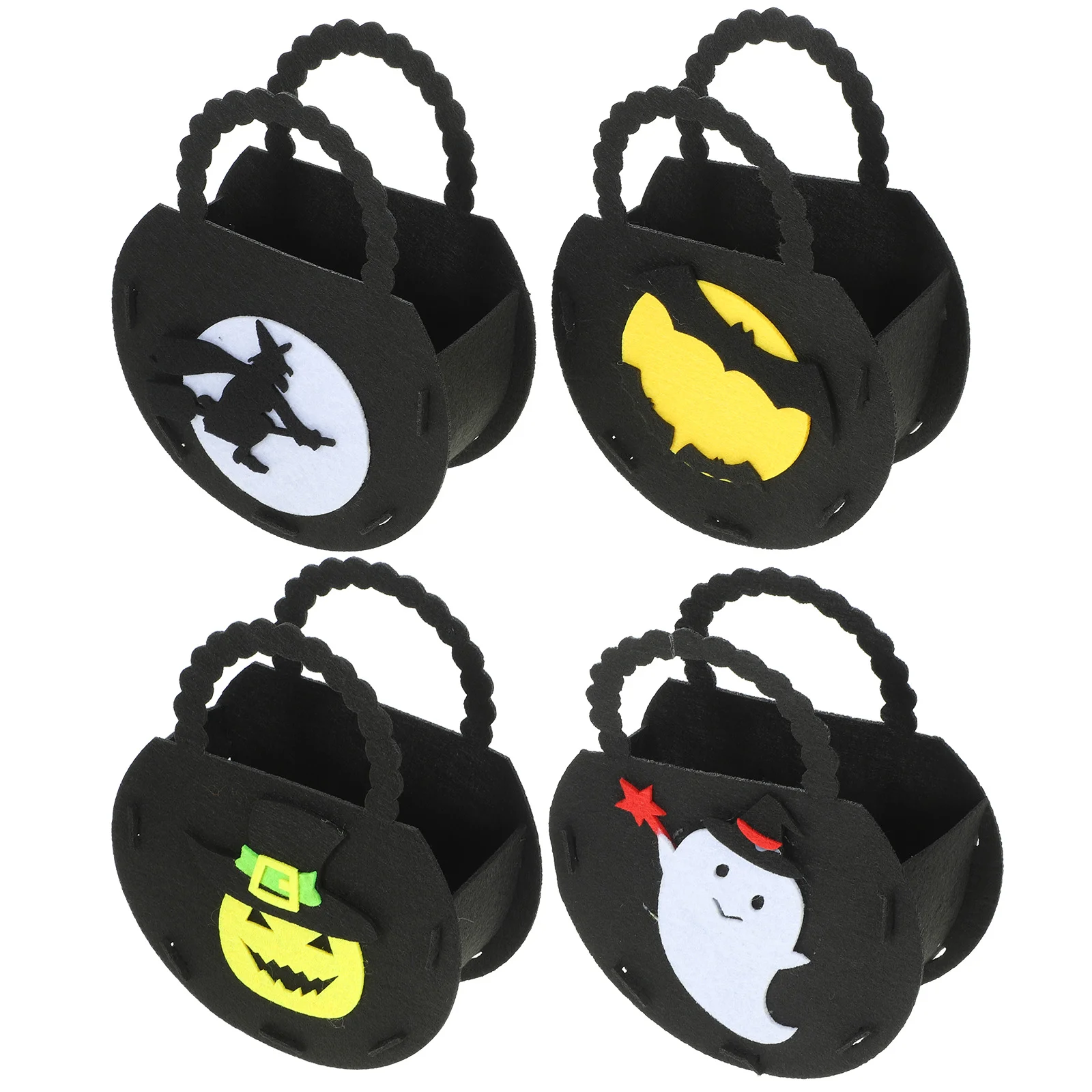 4 buah tas hadiah untuk anak-anak Halloween ember dengan pegangan permen hadiah kantong labu