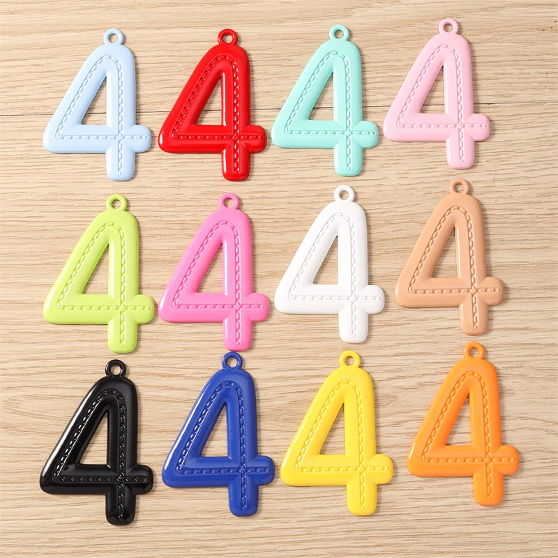 5 Stück niedliche, bunte Metallanhänger mit den Zahlen 0-9 zum Basteln von Schmuck, Halsketten, Ohrringen, Schlüsselanhängern und für DIY-Bastelarbeiten. – Detail 9