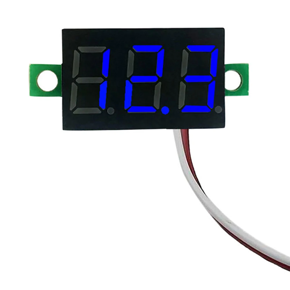 2 Wires DC Volt Meter LED Display 0.28 Inch Digital Voltage Tester DC 2.5V-40V Red/Blue/Yellow/Green Reverse Polarity Protection