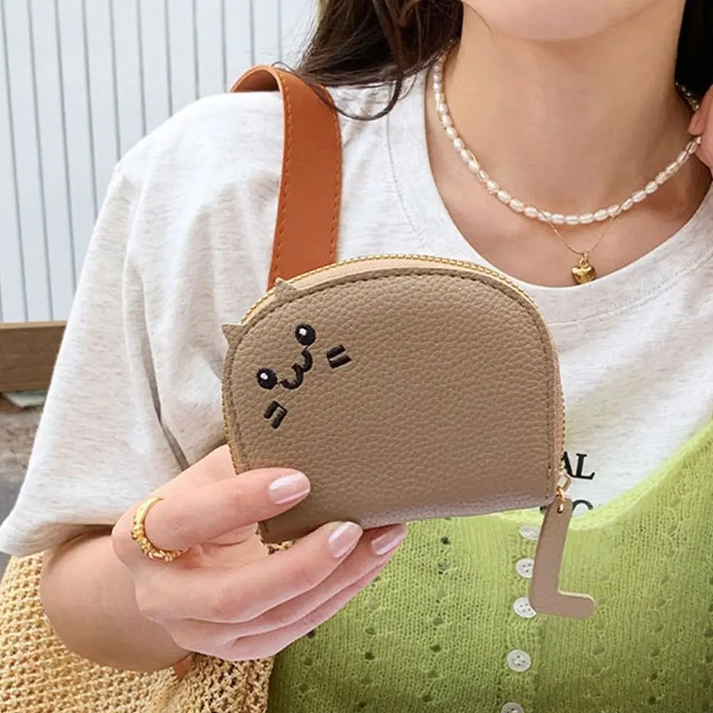 

Lichee Pattern Cat Card Bag Wallet PU Leather Credit Card Holder Case Coin Purse Student Girls Zipper Clutch Small Purse Pouch
