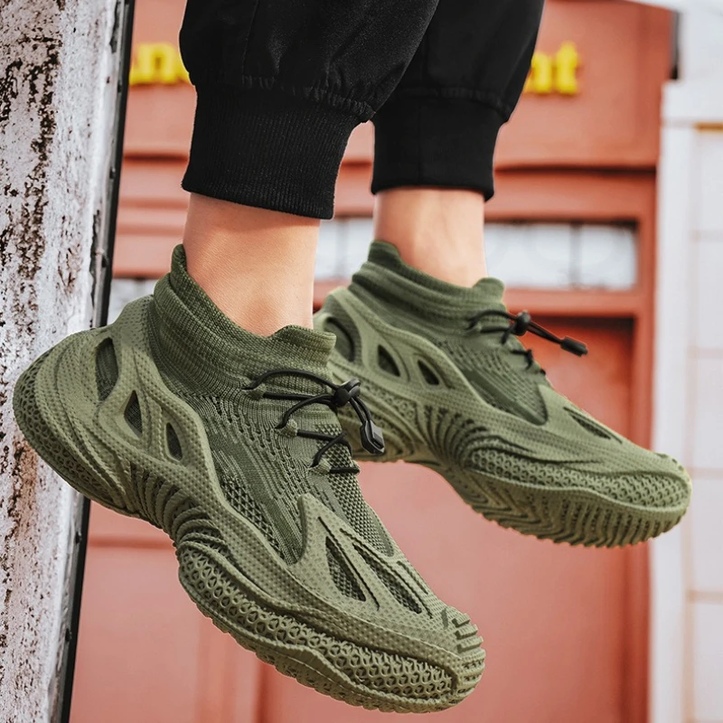 

Men's Breathable Comfortable Lightweight Woven Sneakers No-slip Breathable Men Outdoor Sport Running Casual Shoes