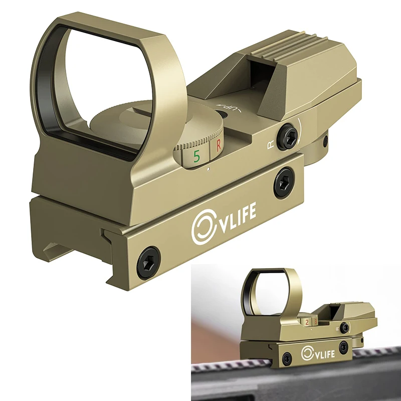 

CVLIFE 1X22X33 Red Green Dot Sight Optics Reflex Sights 4 Adjustable Reticles Scope for 20mm Picatinny Rail Absolute Co-Witness