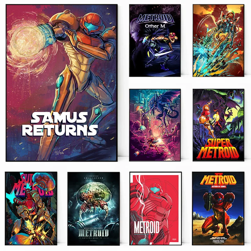 Metroid Poster Samus Aran Video Game PS4 Sci-fi Cover Game Anime Canvas Picture Print Living Room Home Decoration Painting Gifts