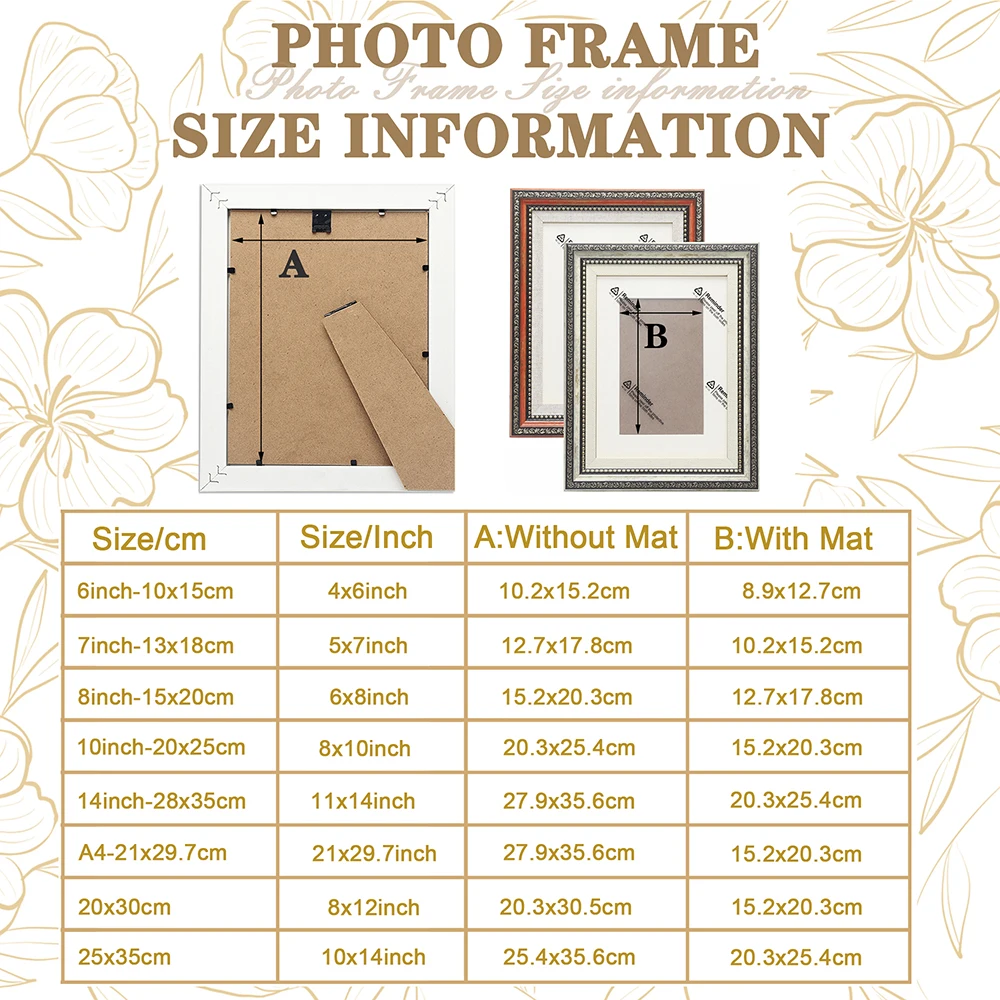 Retro Ornate Frame with Classic Design for Display of Photographs and for Artwork in Various Environments vintage Photo Frame