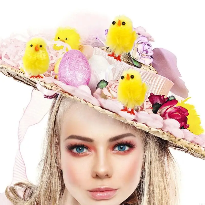 45be 36pcs niedliche Simulation Mini Osterküken Fuzzy gelbes Hühnchen für Ostereiersuche Korbfüllfüllparty bevorzugt