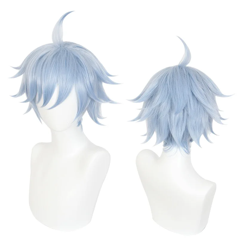 Xiu Dan Genshin Impact Chongyun コスプレウィッグ ライトブルー 上向きスタイル 455E