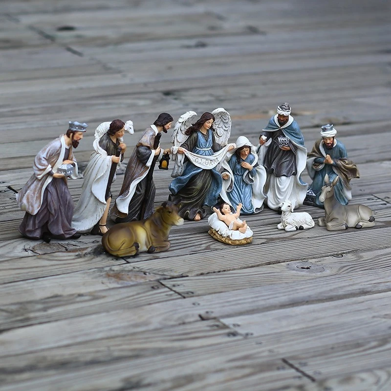 15CM Classical Nativity Set - Christmas Resin Figurines, Gift Box for Home Decor, Handcrafted Manger Scene