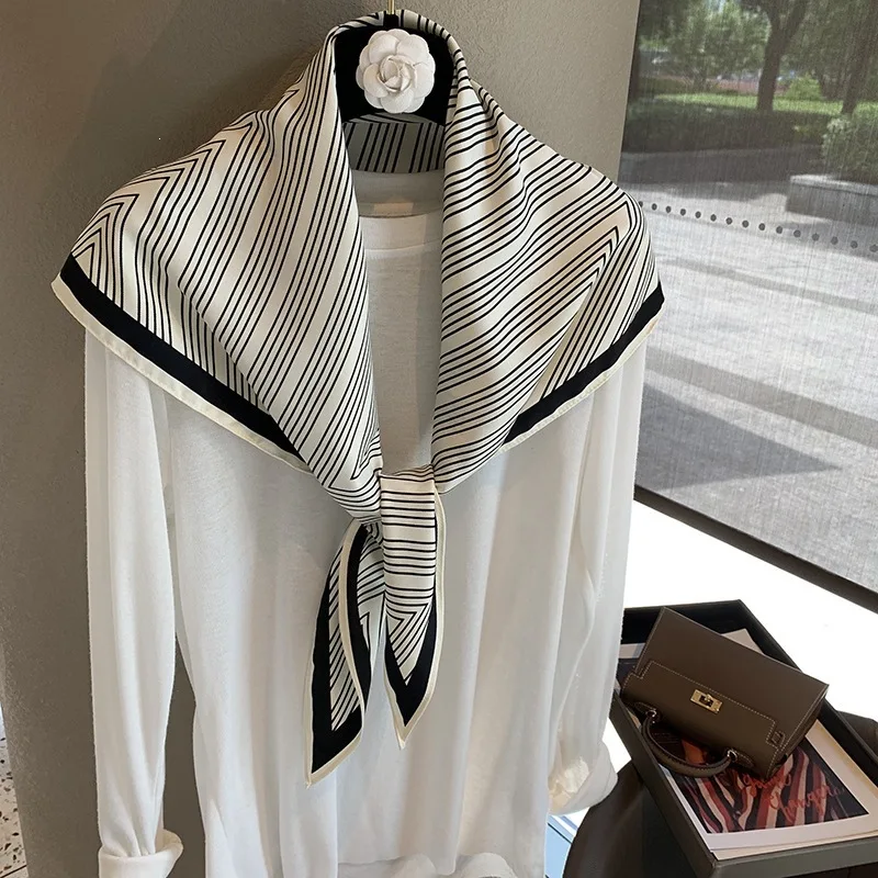 Triangular Scarf Premium Soft Twill Classic All Match Elegant Lightweight Wrap for Women Office Daily Commute Casual