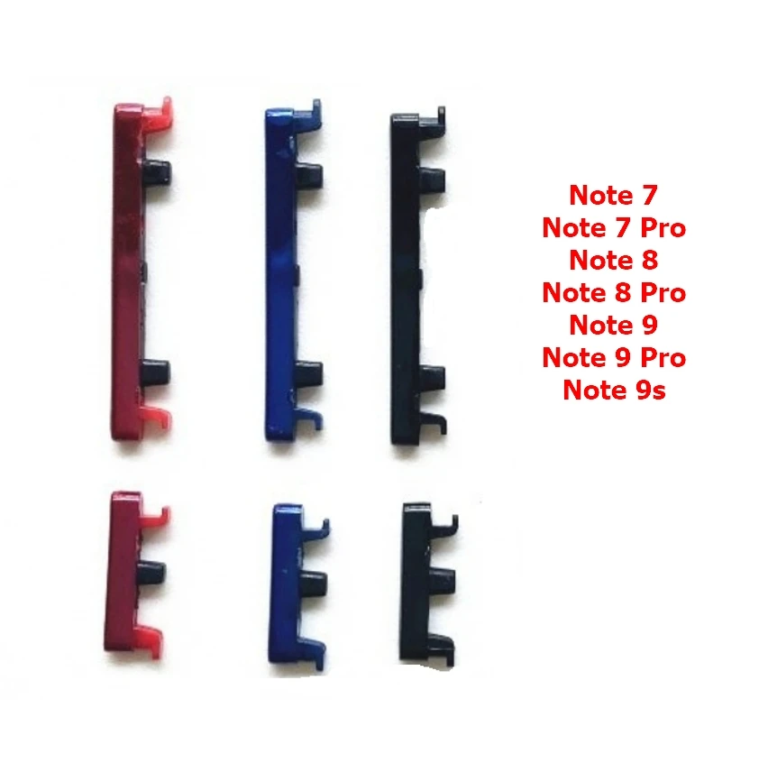 10Pcs For Redmi Note 7 Pro Side Volume Button +Power ON / OFF Buttton Key Set For Redmi Note 8 9 9S 10 Pro Replacement Parts