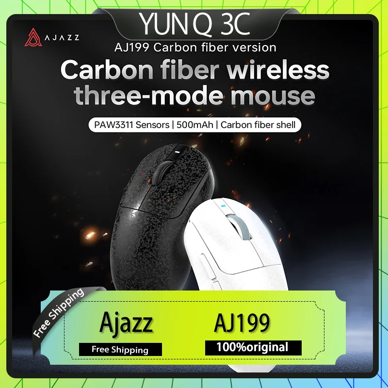 

New AJAZZ AJ199 Carbon Fiber Mouse Wireless Mouse 8K Electronic Sports Gaming Office Mouse Computer Accessories