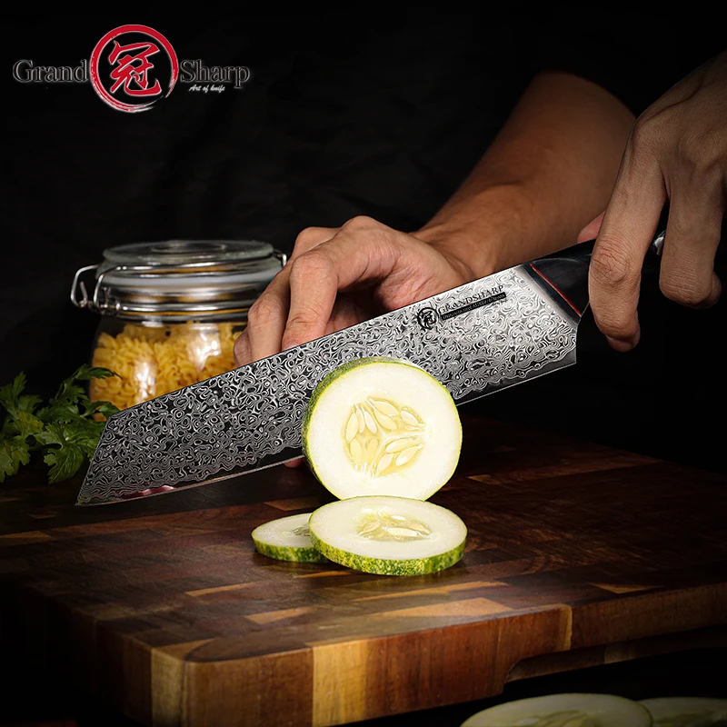 Grandsharp 67 layers Damascus 8”Kiritsuke Knife AUS-10 Stainless Steel Professional Sharp Blade Food Cutting tools G10 Handle