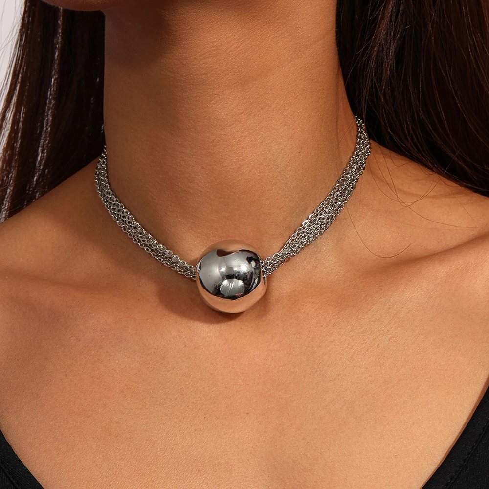 Aihua Große mehrschichtige stapelbare Perlen-Halskette, klobige Kette, Perlen-Halsreifen für Damen, modisch, Nacht, Party, Schmuck, Geschenke – Detail 8