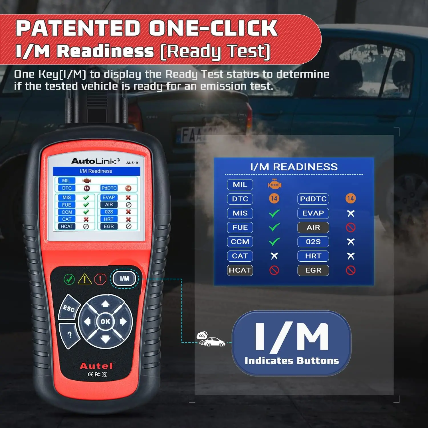Autel AL519 OBD2 Scanner: Automotive Diagnostic Tool and Code Reader (ABS/SRS) 10 OBDII Test Modes DTCs Lookup Live Data 4
