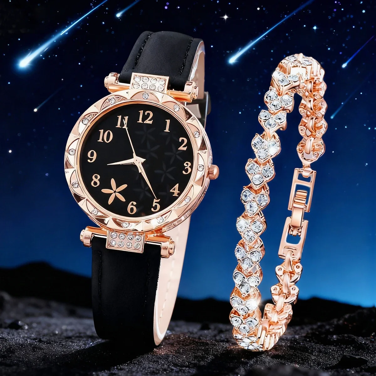 2-piece women's watch+accessory set, new fashionable watch+elegant accessories, the best choice for gift giving