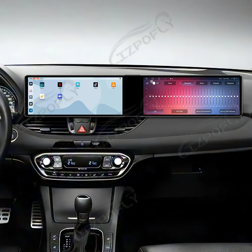 

12,3-дюймовый автомобильный радиоприемник с двойным экраном Android для Hyundai i30 2017-2022 CarPlay мультимедийный видеоплеер автомобильный GPS-навигатор стерео WIFI