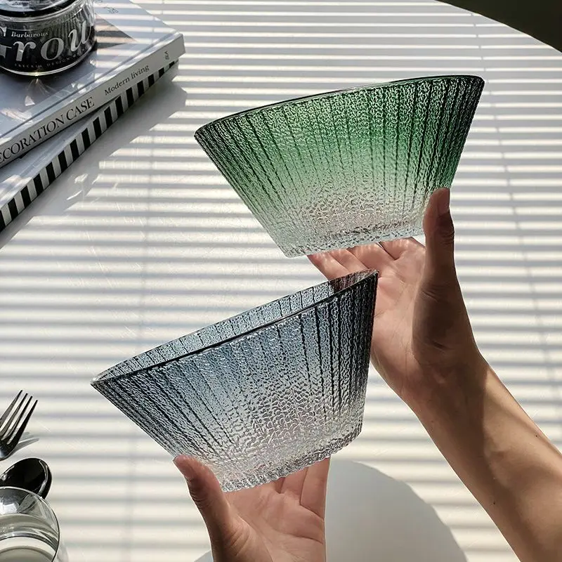 Salad Bowl Fruit Bowl Transparent Glass Bowl Heat-resistant Soup Bowl Living Room Household Bowl Dish Thicken Fruit Bowl ZF710