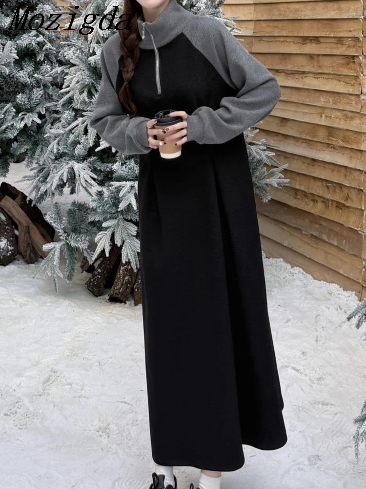 Spring Autumn New Korea Women Dress Vestidos Robe Elbise Loose Plus Size Velvet Thickening Hoodie Dresses