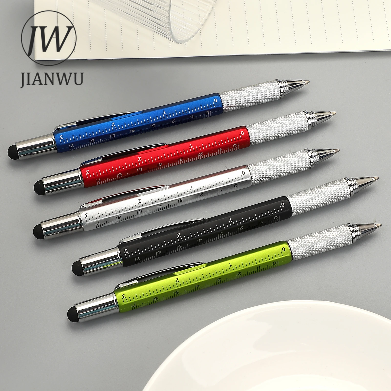 JIANWU Multifunctional Six-in-one Scale Tool Pen Ballpoint Pen Screwdriver Creative DIY Journal Student Supplies Stationery