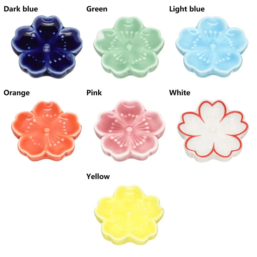 New Kitchen Spoon Fork Chopstick Rest Chopsticks Holder Sakura Blossoms Colorful Ceramic