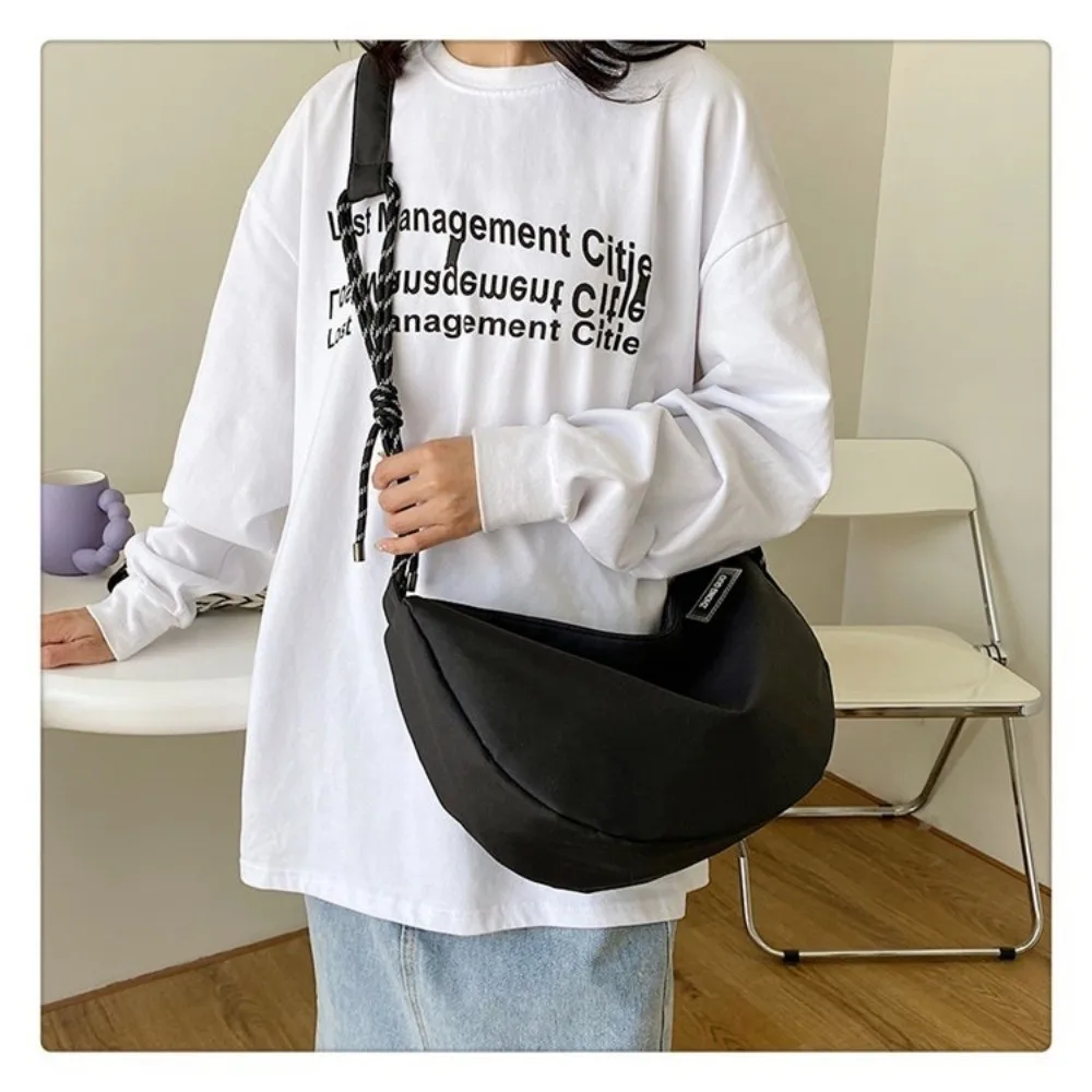 Casual Nylon Crossbody Bag Solid Color Multifunctional Messenger Bag Sports Large Capacity Shoulder Bag Women Men