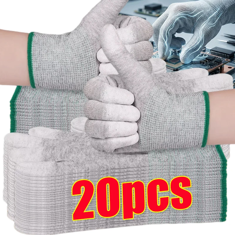 1‑10Pairs Breathable Nylon ESD Antistatic Gloves PU Palm Coated Non Slip Work Gloves for Electronics Maintenance Assembly