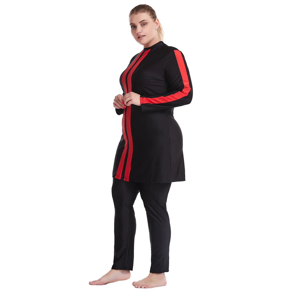 3PCS Dünne Stil Sportliche Muslimischen Bademode Burkini Femmes Frauen Modest Badeanzug Badeanzug Hijab Top Hose Islamischen Bademode Plus