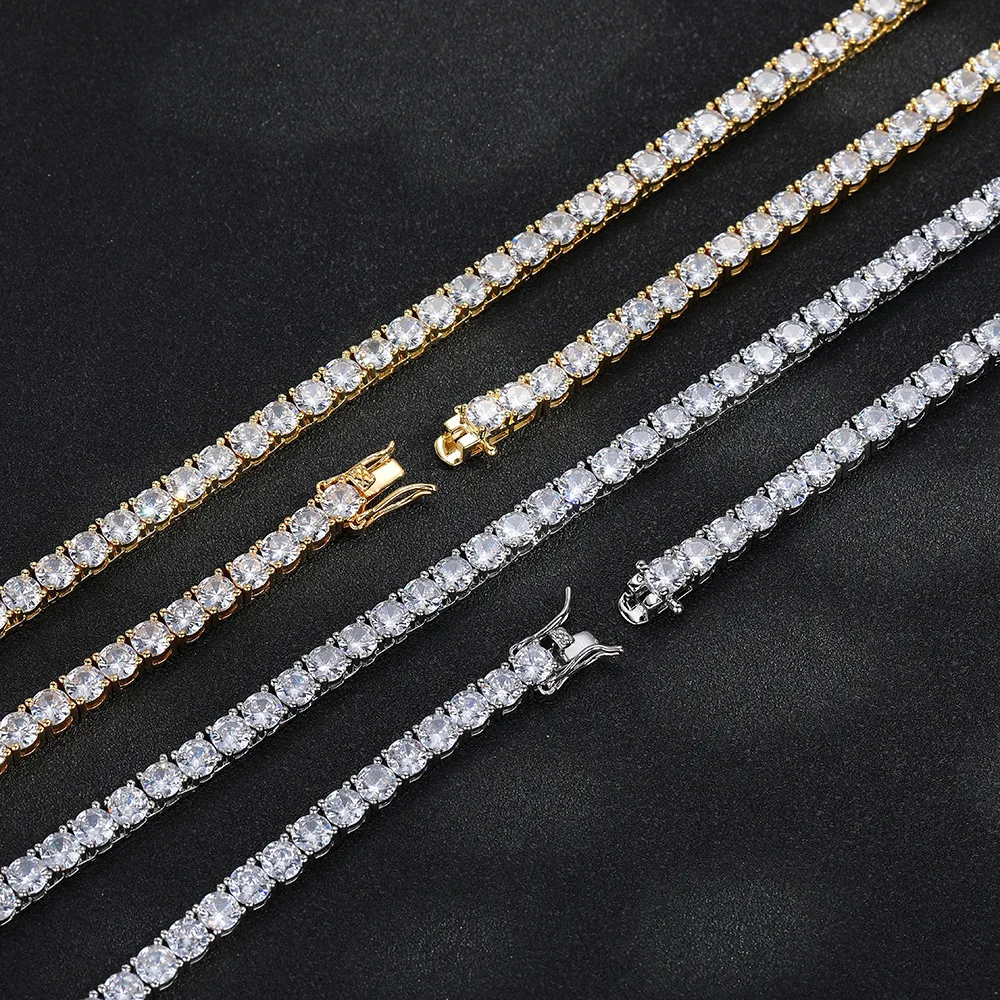 Certified GRA Moissanite Tennis Necklace 3/4/5/6mm Solid 925 Sterling Silver Diamond Tennis Necklaces for Women Man MS035