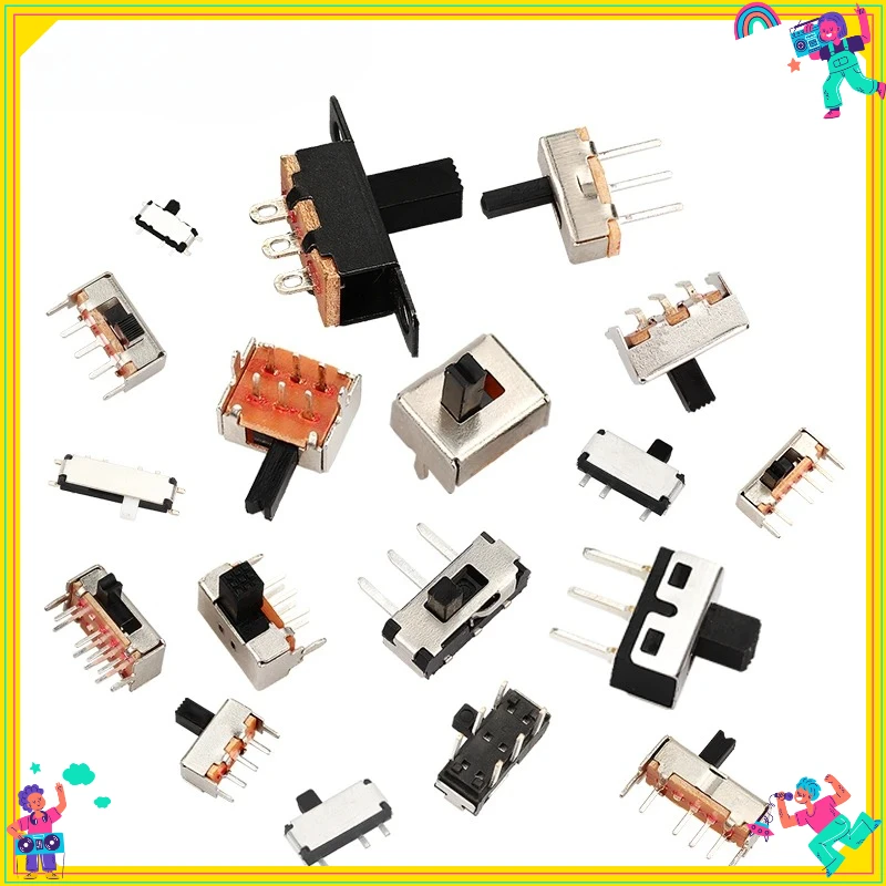 20PCS  Micro-power Toggle Switch DIP On/Off 1P2T SPDT SMD Toggle Slide Switch Single and Double-row Direct-inserted Horizontal