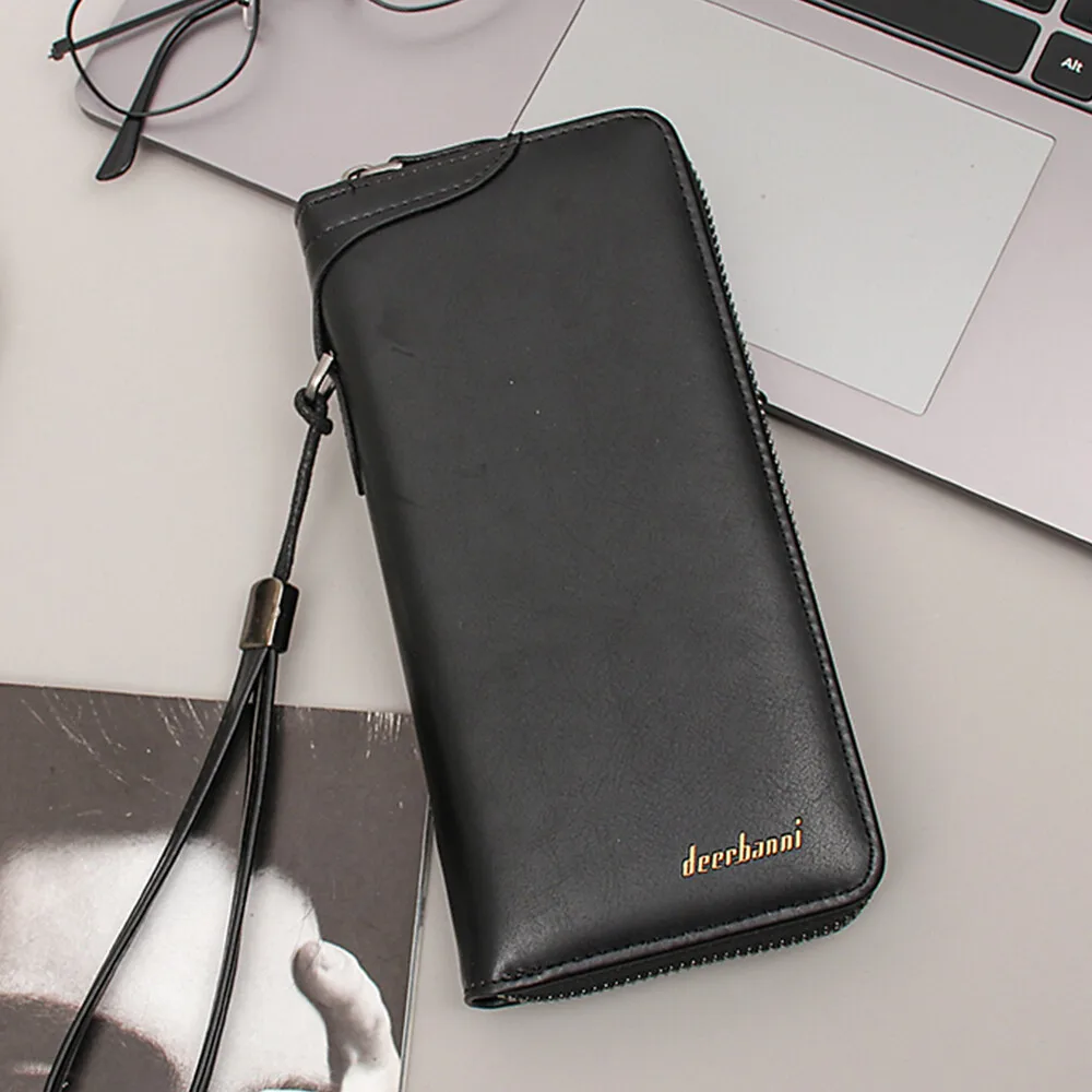 旅行ビジネス財布男性用長財布クレジットカード電話ハンドバッグPUレザー財布ジッパーポケット男性用誕生日ギフト