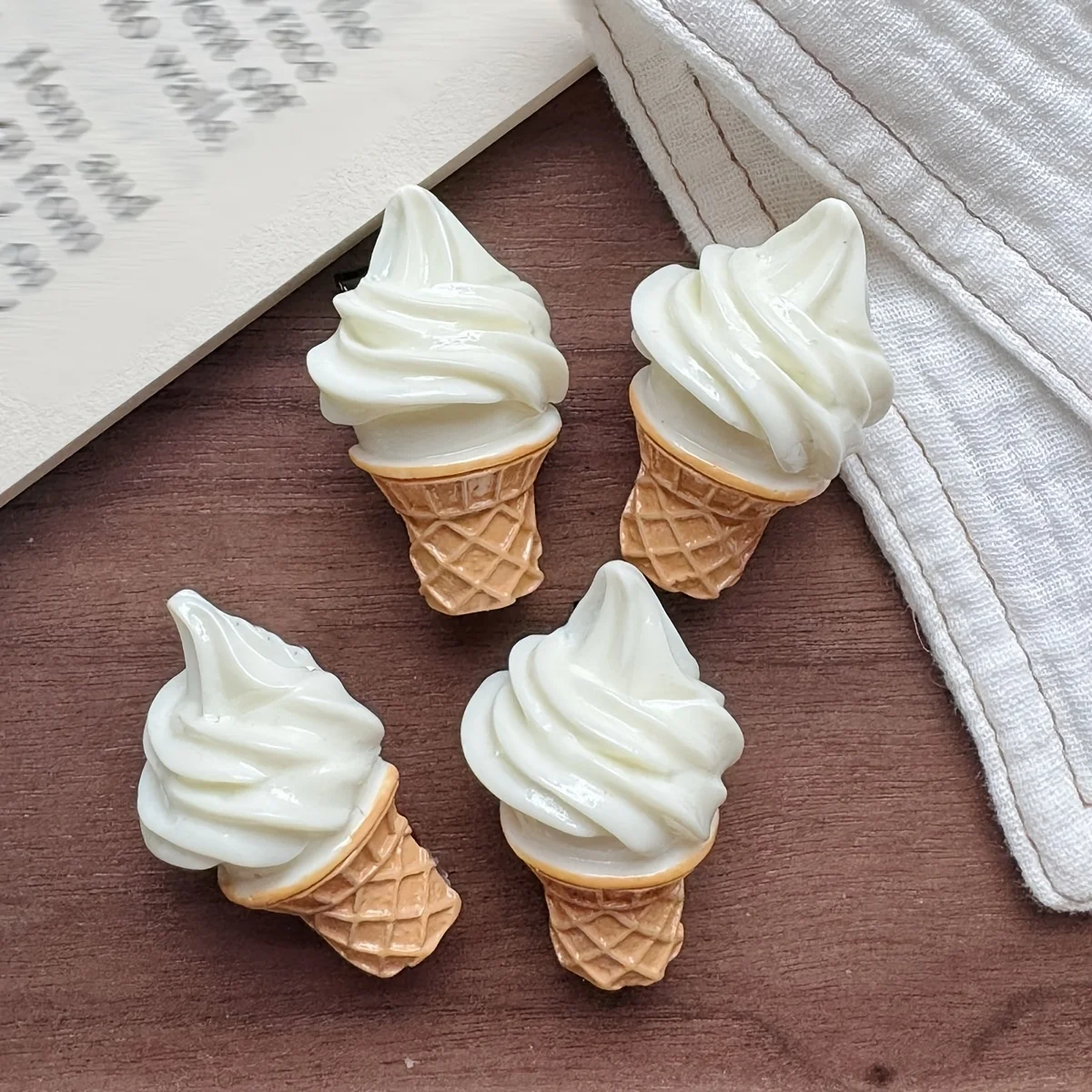 4pcs Cute Ice Cream Refrigerator Magnets - Resin Kitchen Decor, Whiteboard & Office Accessories for Weddings, Birthdays